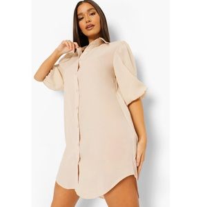 Puff Sleeve Oversized Shirt Dress